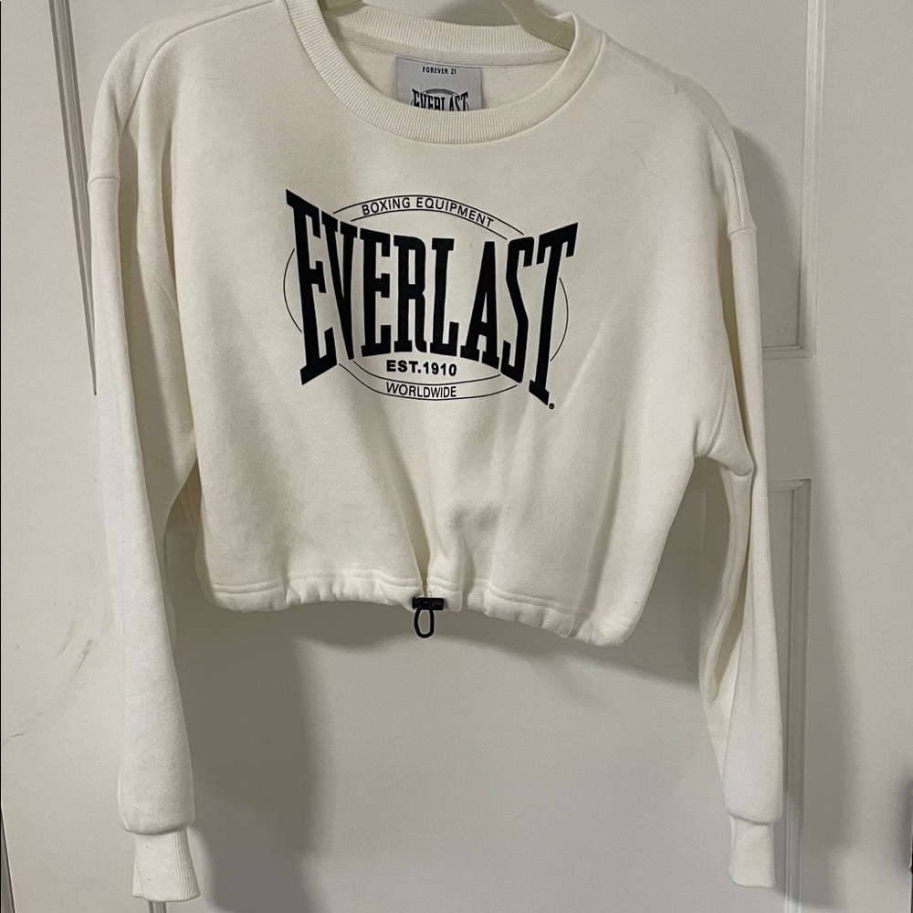 Everlast Women's Off-White Logo cropped Sweatshirt